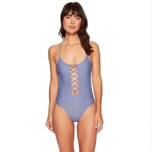 RIP CURL Strappy Lattice One Piece with Open Back in Lavender Purple Boho Large